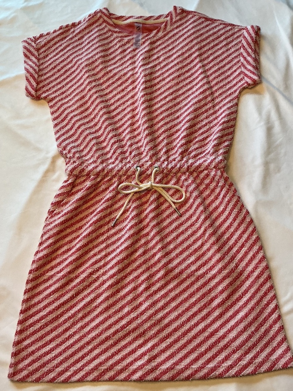 LOU & GREY Red & White Diagonal Stripe Midi Dress (size: s)
